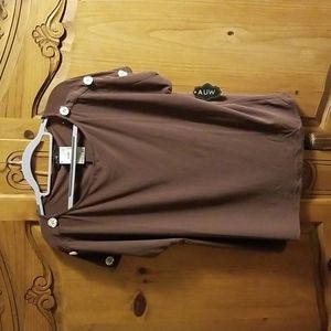 AUW brown knit short sleeve top